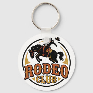 Rodeo Club Vintage Cowboy Bucking Bronco Western Keychain