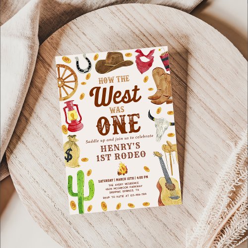 Rodeo Cowboy 1st Birthday How The West Was One  Invitation