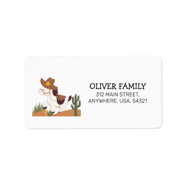 Rodeo Cowboy 1st Birthday Invitations address  Label (Front)