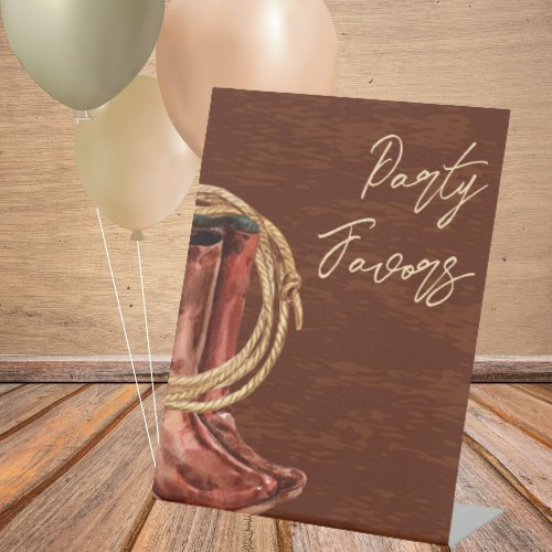 Rodeo Cowboy 1st Birthday Party Favors Pedestal Sign