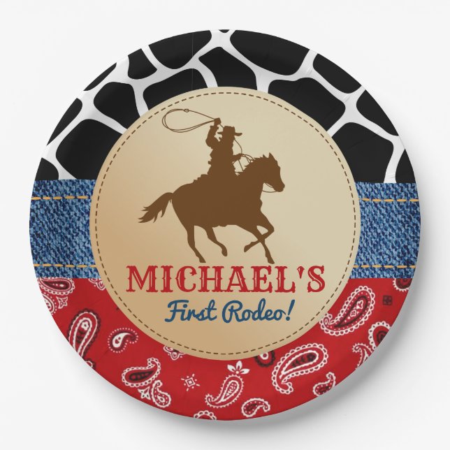 Rodeo Cowboy Birthday Party Plates (Front)