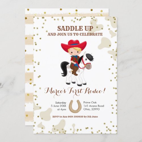 Rodeo cowboy blonde boy birthday Invitation