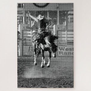 Rodeo Cowboy Bucking Horse 8 Seconds To Score Jigsaw Puzzle