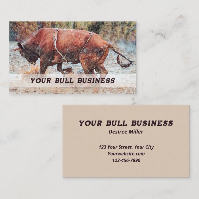 Rodeo Cowboy Bull Riding Business Card (Front/Back)