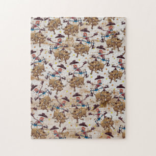 Rodeo Cowboy Bull Riding Country Western Jigsaw Puzzle