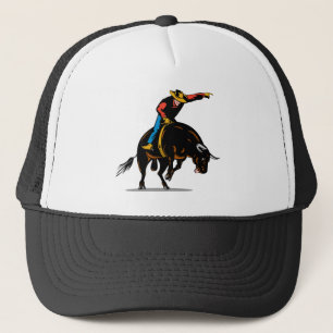 Rodeo cowboy bull riding trucker hat