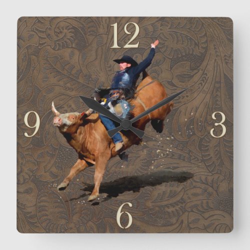 Rodeo Cowboy Bull_Riding Western Themed Clock