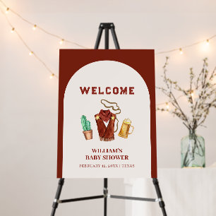 Rodeo Cowboy Cactus Beer Baby Shower Welcome Sign