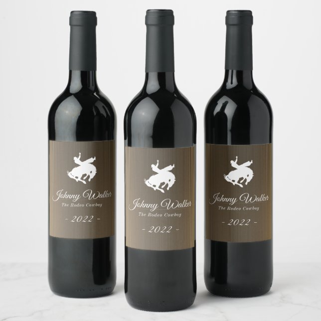 Rodeo Cowboy | Elegant Wine Label (Bottles)
