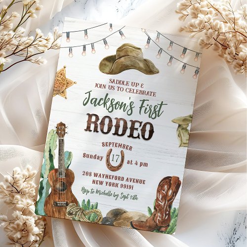 Rodeo Cowboy First Birthday Party Invitation