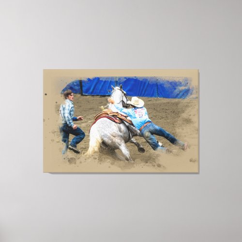  Rodeo Cowboy Horse Western AR22 Vintage Canvas Print