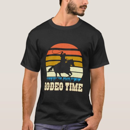 Rodeo Cowboy Lasso Boots Horse Ranch Sunset Rodeo  T_Shirt