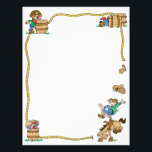 Rodeo Cowboy Letterhead<br><div class="desc">This rodeo letterhead has a lasso rope border, rodeo clowns in barrels, and a cowboy riding a bucking bronco.</div>