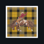 Rodeo Cowboy on Bucking Bronco Napkins<br><div class="desc">Celebrate the Wild West in style! This rodeo cowboy riding a bucking bronco on a stylish yellow and black plaid is perfect for western gift wrap,  cowboy birthday parties,  rodeo events,  and rustic ranch celebrations. A bold western design for true rodeo fans.</div>