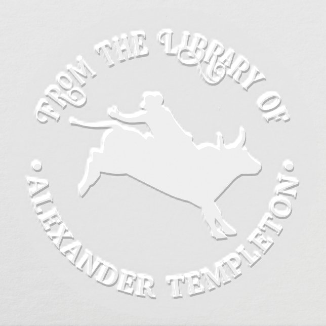 Rodeo Cowboy on Bucking Bull Library Book Name Embosser (Design)