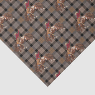 Rodeo Cowboy On Plaid Tissue Paper