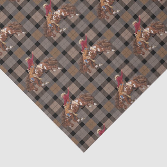 Rodeo Cowboy On Plaid Tissue Paper (Detail)
