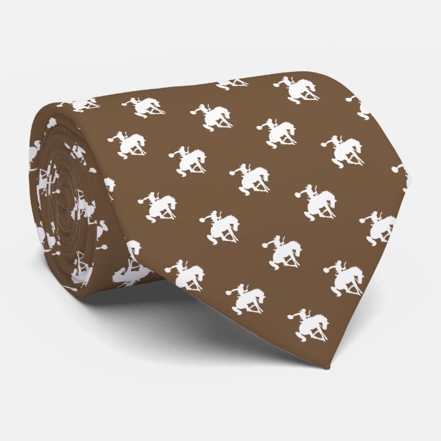 Rodeo Cowboy Pattern | Brown Neck Tie (Rolled)