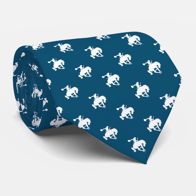 Rodeo Cowboy Pattern | Ocean Blue Neck Tie (Rolled)