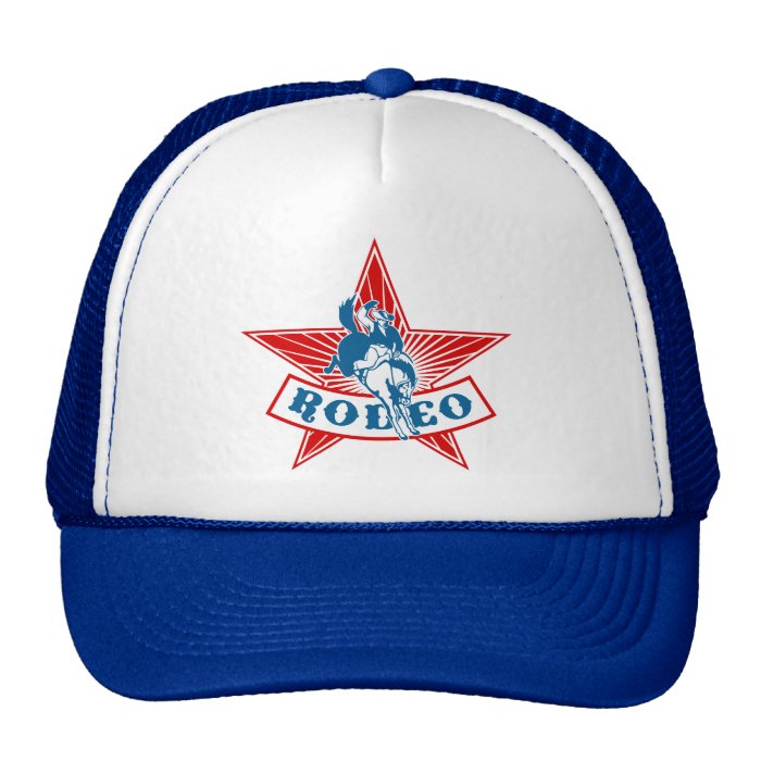 rodeo cowboy riding bucking bronco trucker hats