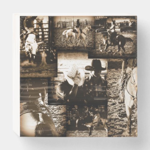 Rodeo Cowboy Rustic Country Western Look Wooden Box Sign
