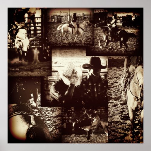 Rodeo Cowboy Rustic Country Western Poster