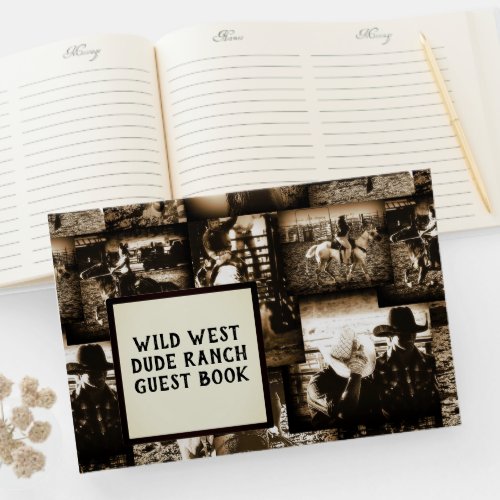 Rodeo Cowboy Rustic Country Western Theme Guest Book