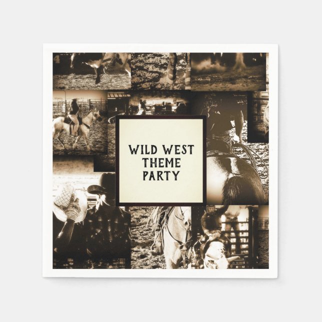 Rodeo Cowboy Rustic Country Western Theme Party Napkins (Front)