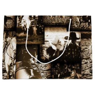 Rodeo Cowboy Rustic Western Theme Large Gift Bag