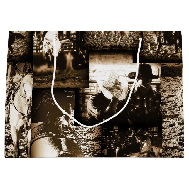 Rodeo Cowboy Rustic Western Theme Large Gift Bag (Front)