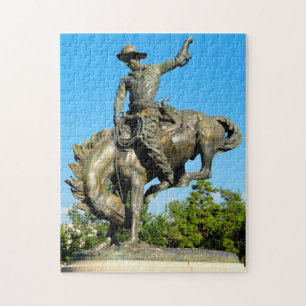 Rodeo Cowboy Statue  Colorado. Jigsaw Puzzle