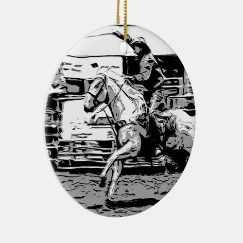 Rodeo Cowboy  _ Steer Roping Event Ceramic Ornament