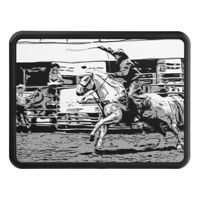 Rodeo Cowboy  - Steer Roping Event Hitch Cover (Front)