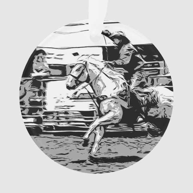 Rodeo Cowboy  - Steer Roping Event Ornament (Front)