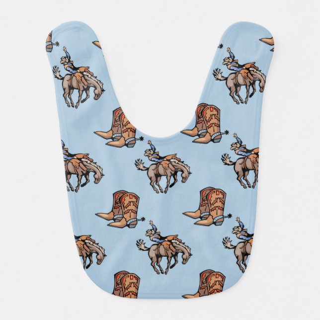 Rodeo Cowboy, Western Boots, Horse, Country Bib (Front)