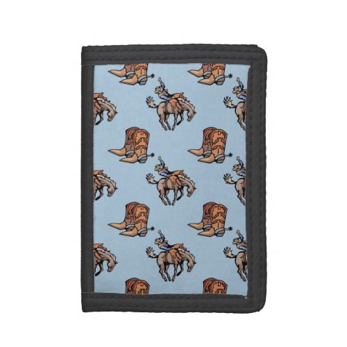 Rodeo Cowboy Western Boots Horse Country Tri_fold Wallet