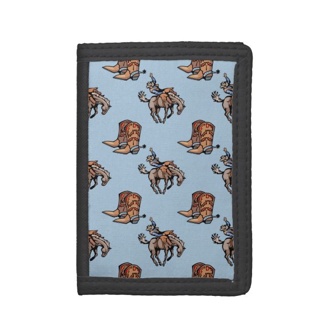 Rodeo Cowboy, Western Boots, Horse, Country Tri-fold Wallet (Front Vertical)