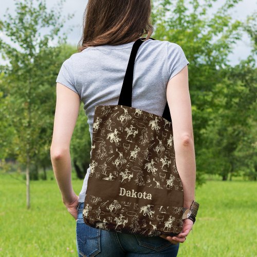 Rodeo Cowboy Western Horses Personalized Tote Bag