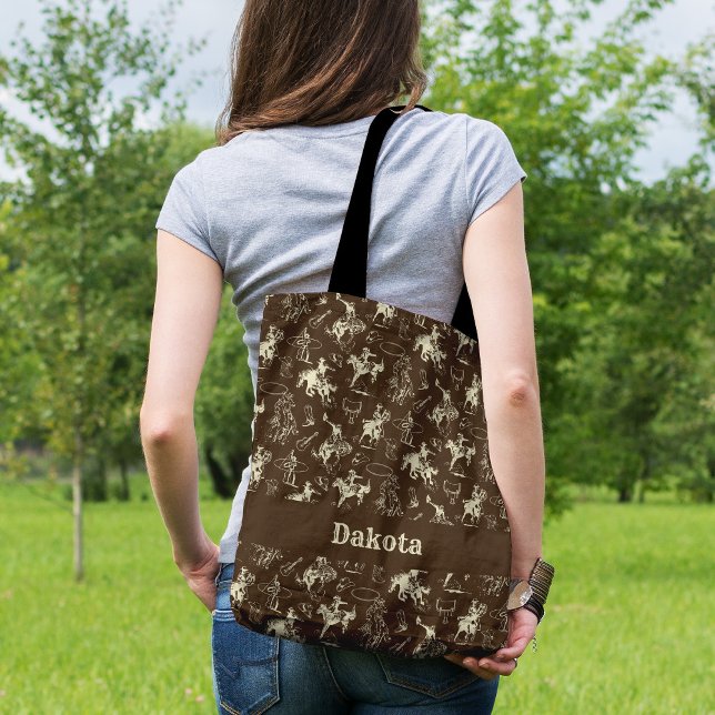 Rodeo Cowboy Western Horses Personalized Tote Bag (Creator Uploaded)