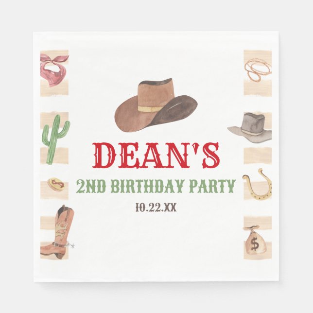 Rodeo Cowboy Western Wild West Birthday Party Napkins (Front)