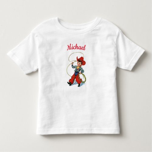 Rodeo cowboy with lasso rope personalized name boy toddler t_shirt