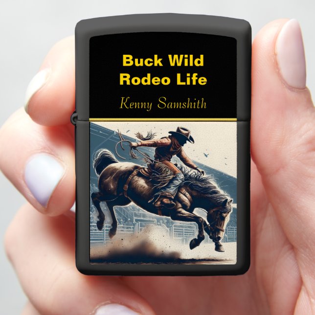 Rodeo Cowboys Leap Zippo Lighter (In Hand)