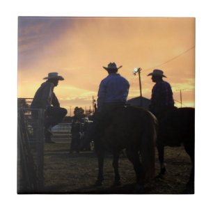 Rodeo Cowboys Waiting To Ride Ceramic Tile