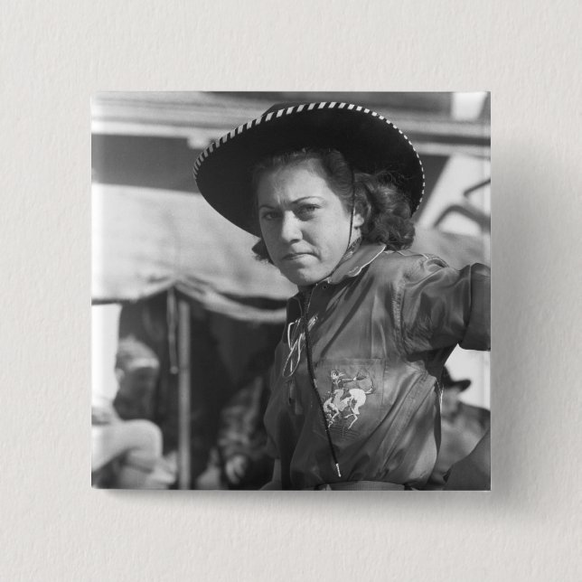 Rodeo Cowgirl: 1940 Pinback Button (Front)