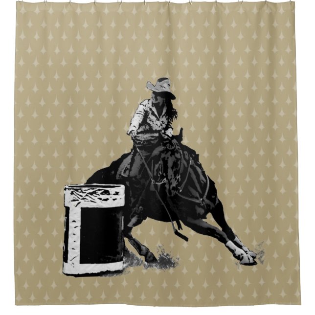 Rodeo Cowgirl Barrel Racing shower curtain (Front)