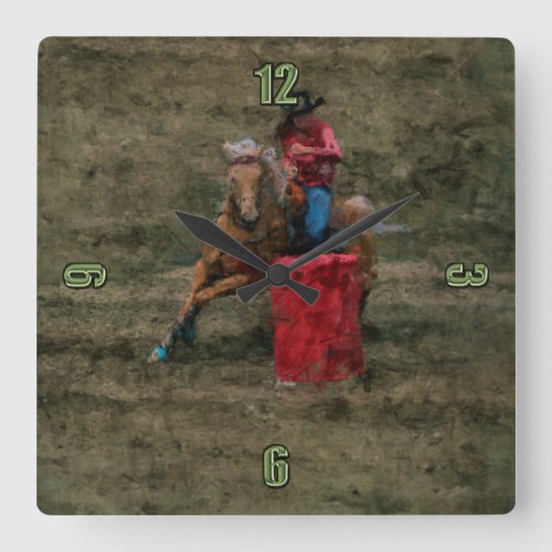 Rodeo Cowgirl Barrel_Racing Western Themed Clock