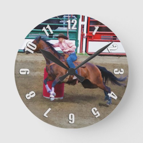 Rodeo Cowgirl Barrel_Racing Western Themed Clock