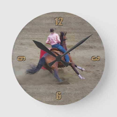 Rodeo Cowgirl Barrel_Racing Western Themed Clock