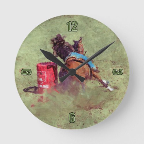 Rodeo Cowgirl Barrel_Racing Western Themed Clock