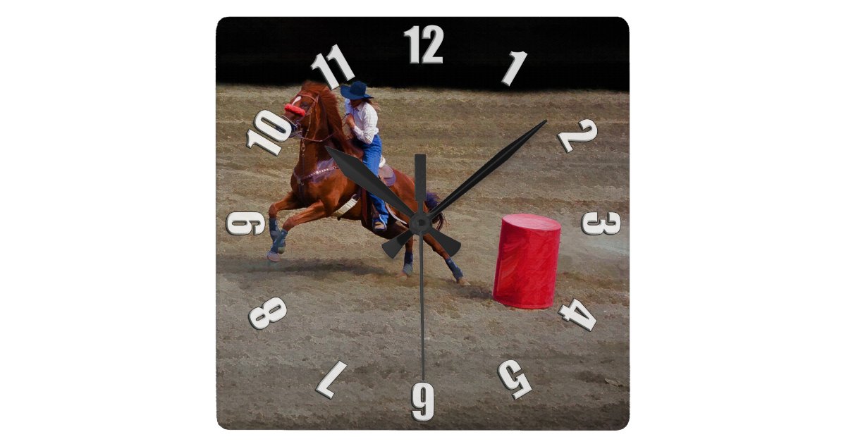 Rodeo Cowgirl BarrelRacing Western Themed Clock